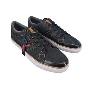 Levi's Men's 13 Denim Canvas Low Top Sneakers Dark Wash Black Trim NEW